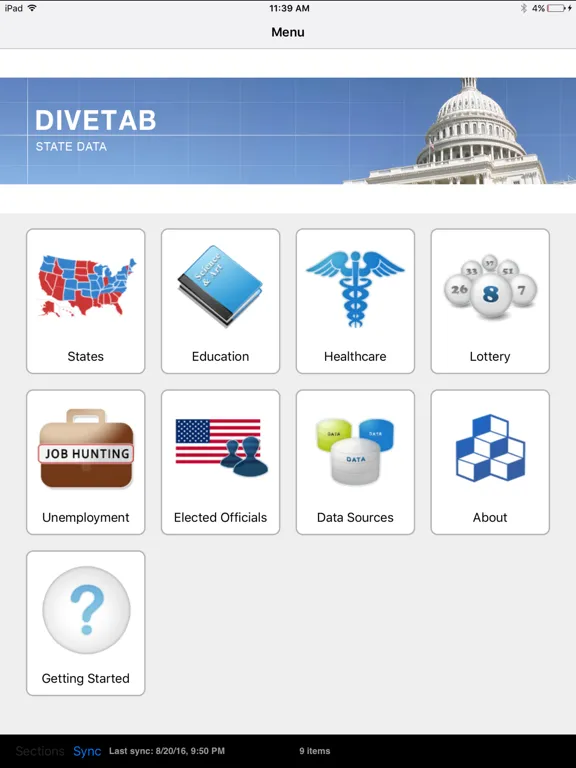 Ảnh chụp màn hình của DiveTab iPad 
