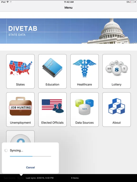 Ảnh chụp màn hình của DiveTab iPad 