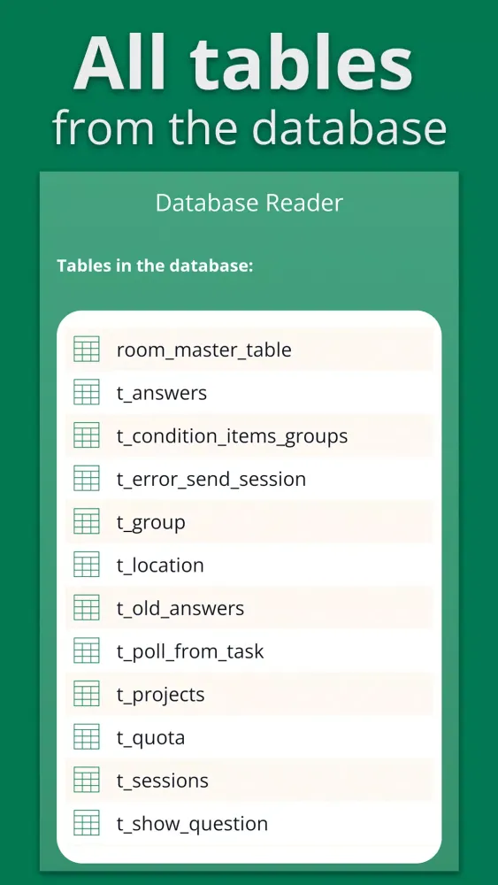 Database reader سکرین شاٹس