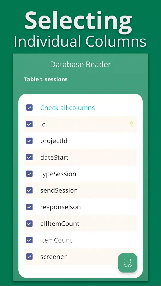 Database reader سکرین شاٹس