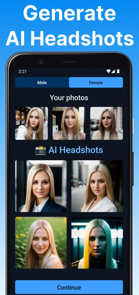 Ảnh chụp màn hình của AI Headshot Generator