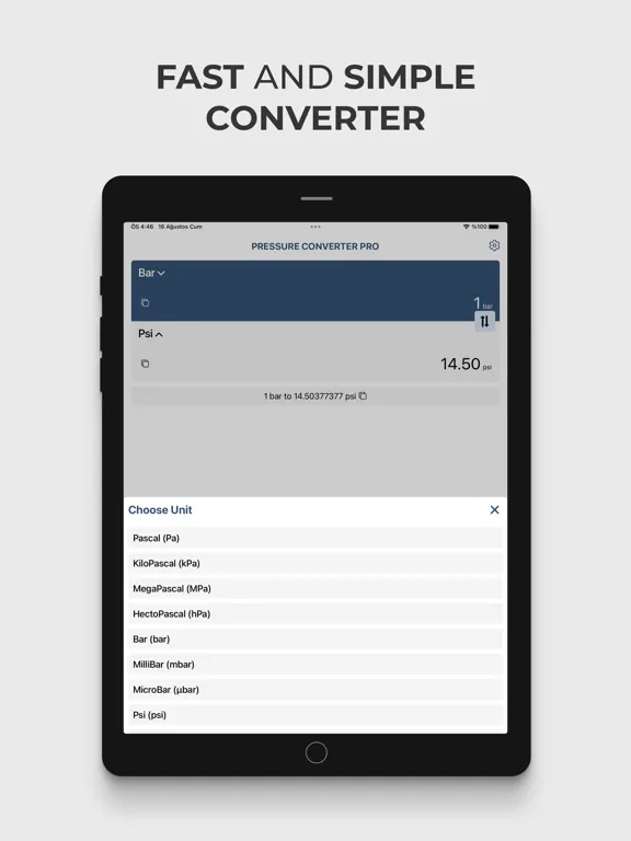 Capturas de pantalla de Pressure Converter Psi Bar Pas iPad 