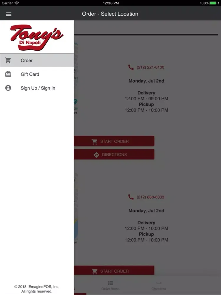 Tony's Di Napoli iPad  स्क्रीनशॉट
