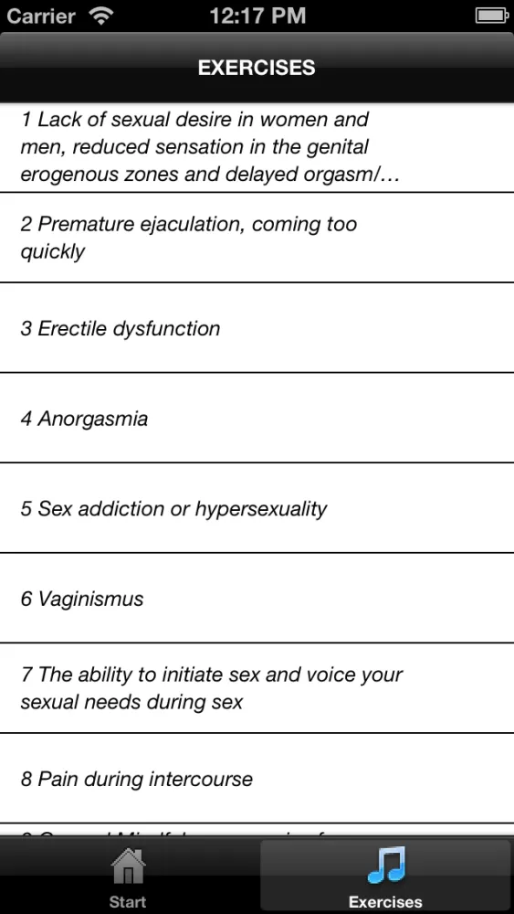 Ảnh chụp màn hình của Sexual problems