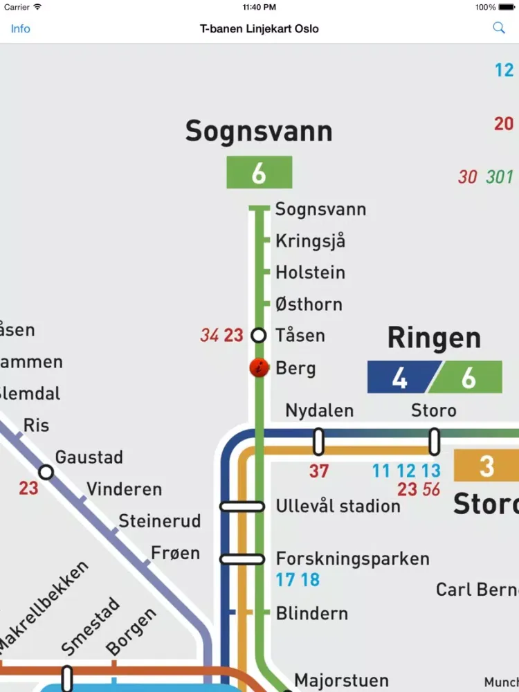 Capturas de pantalla de T-banen Linjekart Oslo iPad 
