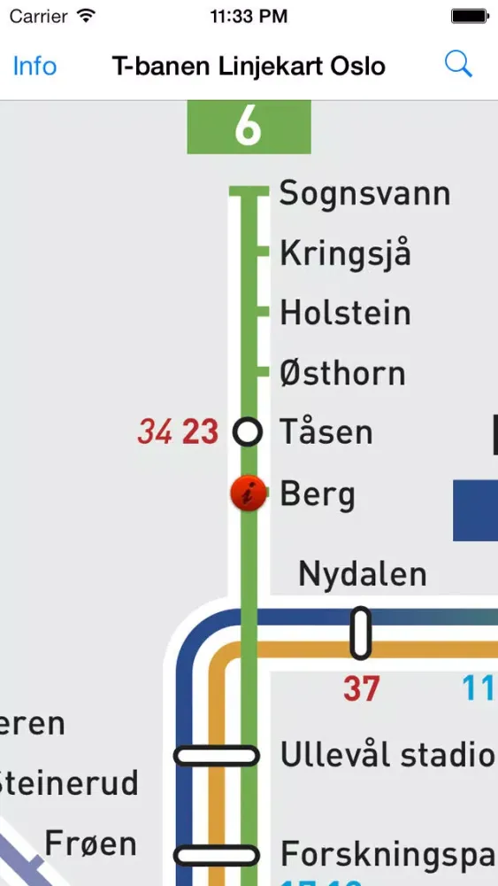 Capturas de pantalla de T-banen Linjekart Oslo
