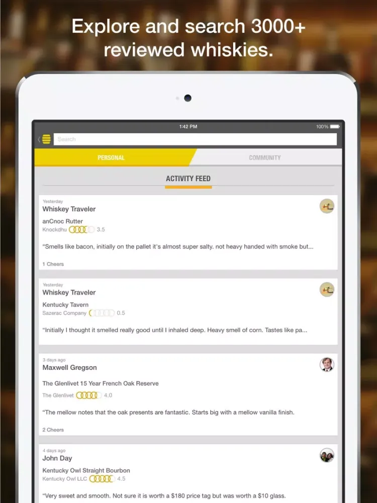 Ảnh chụp màn hình của Barreled: The Social World of Whiskey Reviews iPad 