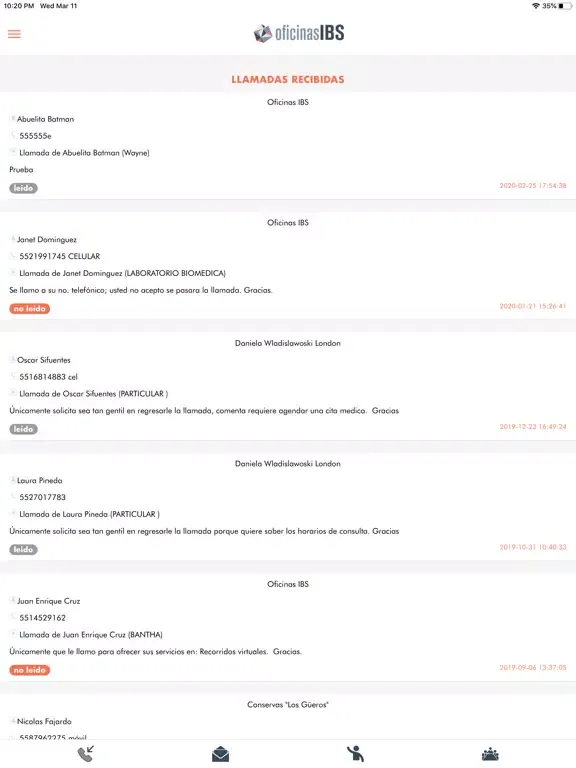 Ảnh chụp màn hình của Oficinas IBS iPad 