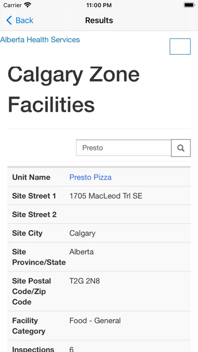 Zrzuty ekranu Alberta Restaurant Reports