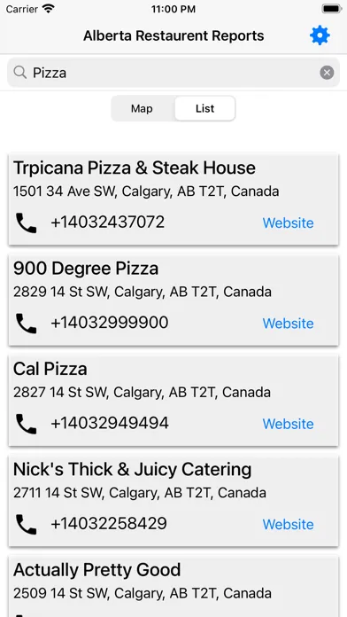 Zrzuty ekranu Alberta Restaurant Reports