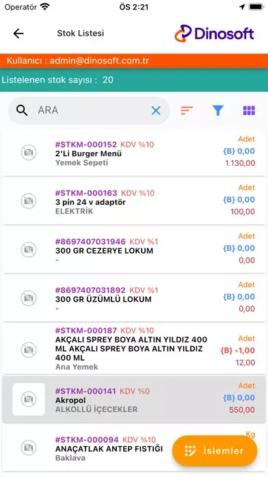 Zrzuty ekranu Dinosoft Mobile