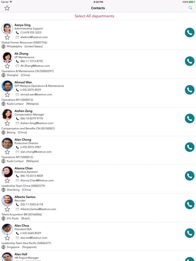 Zrzuty ekranu Contacts for SAP SuccessFactors by Diofantis iPad 