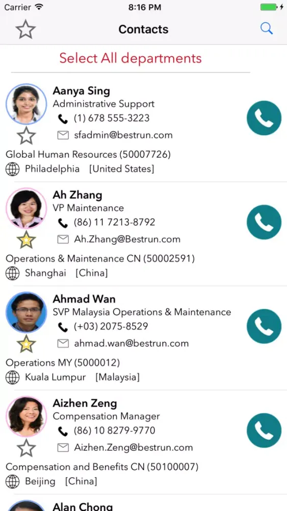 Zrzuty ekranu Contacts for SAP SuccessFactors by Diofantis