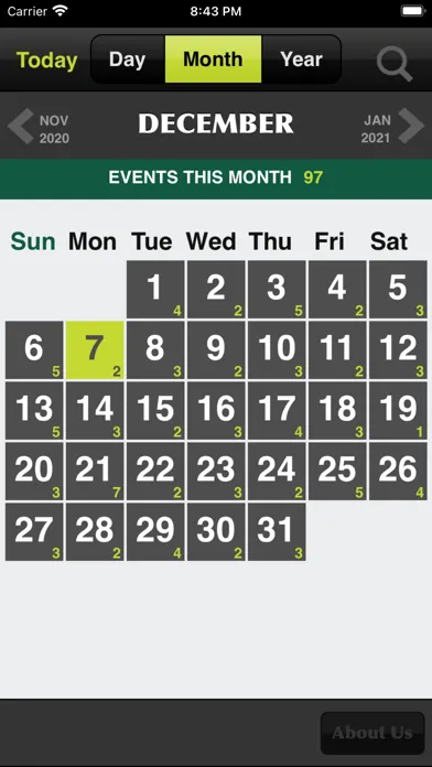 Tangkapan skrin Historica Calendar