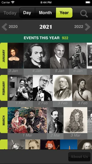 Tangkapan skrin Historica Calendar