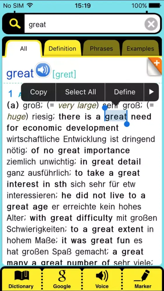 Collins Deluxe German English स्क्रीनशॉट