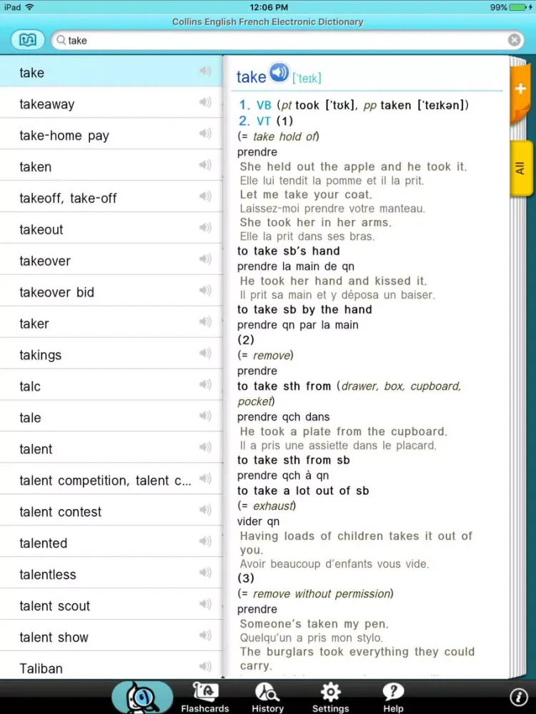 Capturas de pantalla de Collins French English iPad 