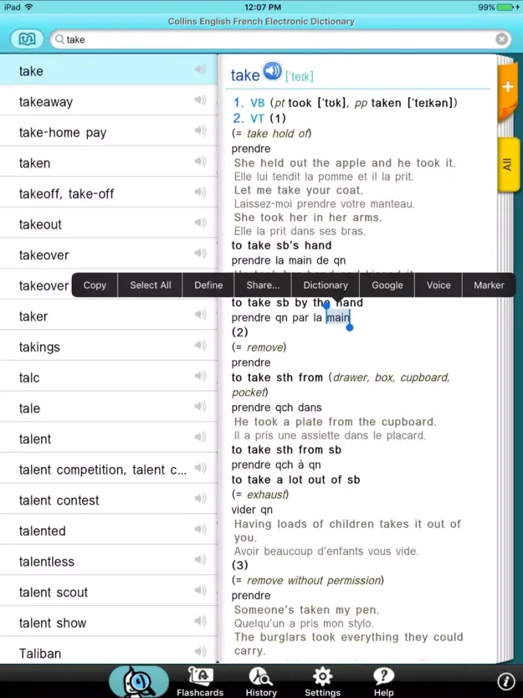 Capturas de pantalla de Collins French English iPad 