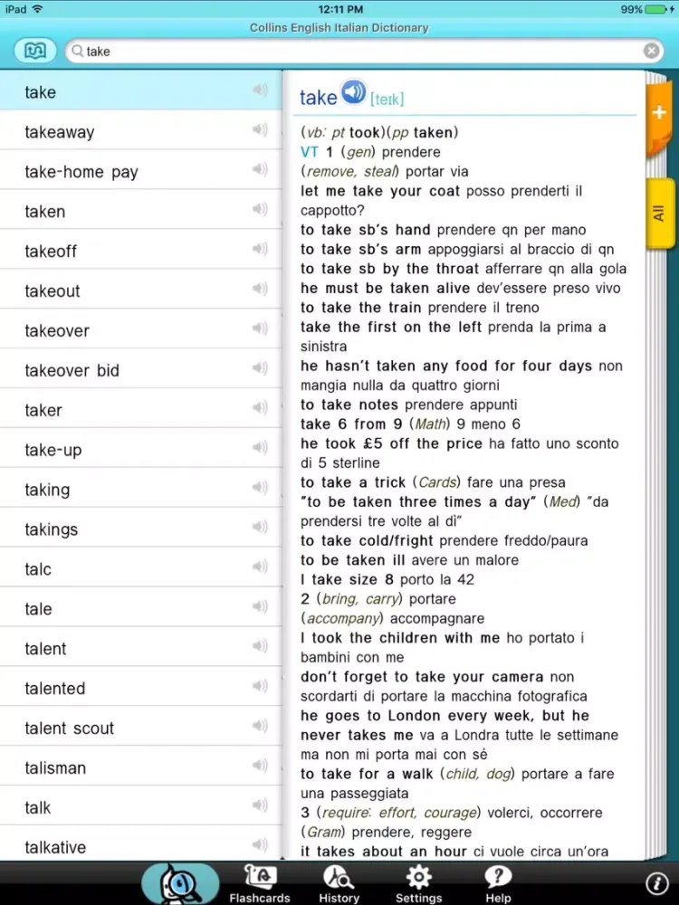 Скриншоты Collins ITA-ENG DioDict3 iPad 