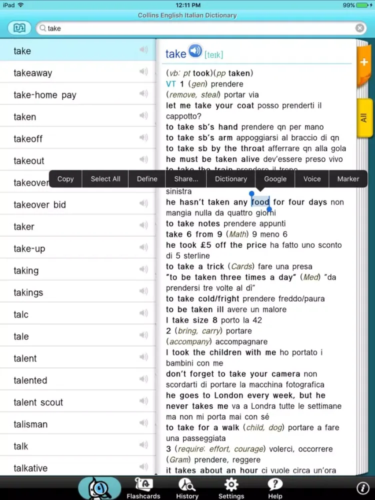 Скриншоты Collins ITA-ENG DioDict3 iPad 