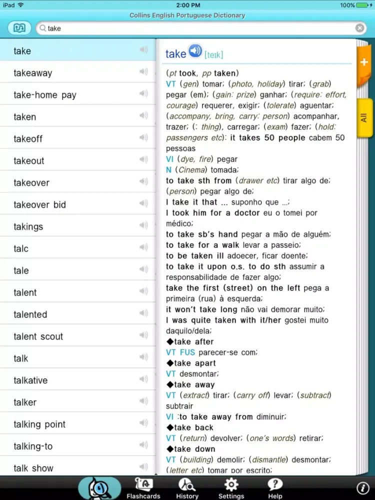 Collins Portuguese English iPad  Screenshots