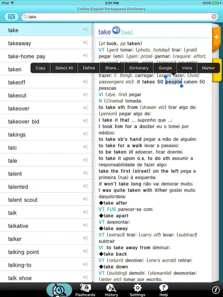 Collins Portuguese English iPad  Screenshots
