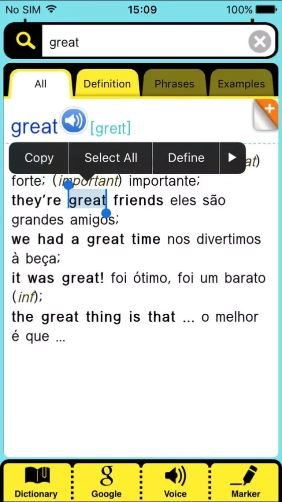Collins Portuguese English Screenshots