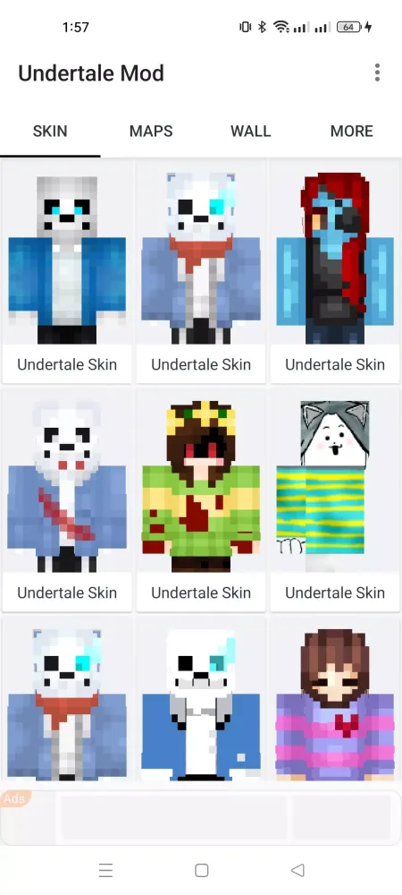 Tangkapan skrin Undertale Skins for Minecraft