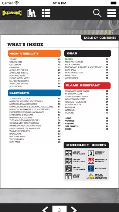 Capturas de tela do OccuNomix Safety Catalogs