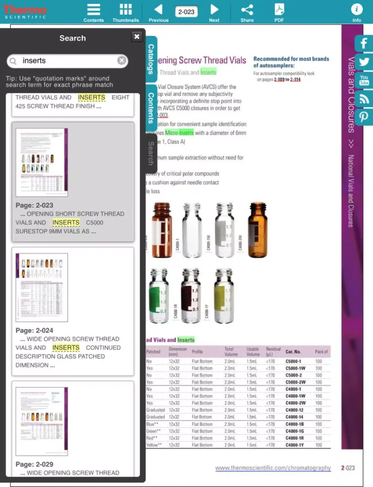 Thermo Scientific Chromatography Catalogs iPad 应用截图