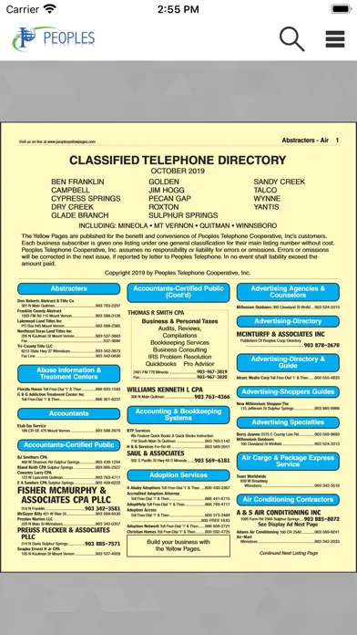Captures d'écran de Peoples Telephone YP