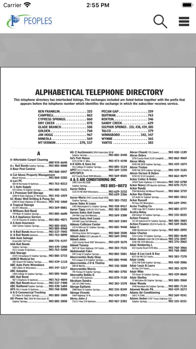 Captures d'écran de Peoples Telephone YP