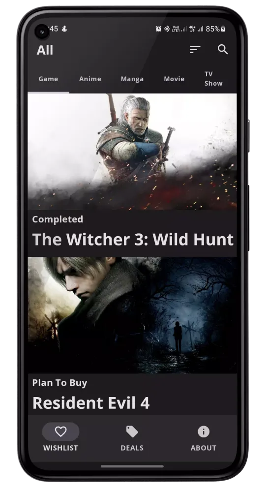 Capturas de tela do GameWish