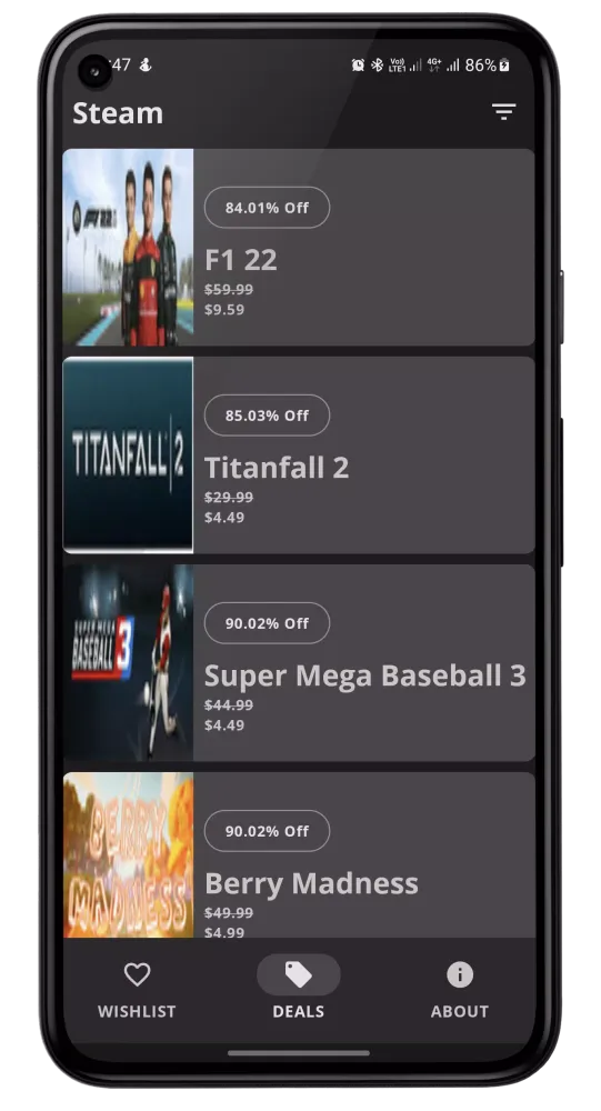 Capturas de tela do GameWish