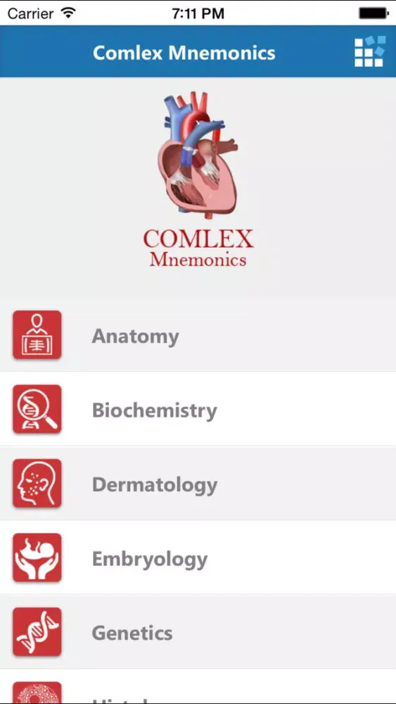 Captures d'écran de COMLEX Mnemonics