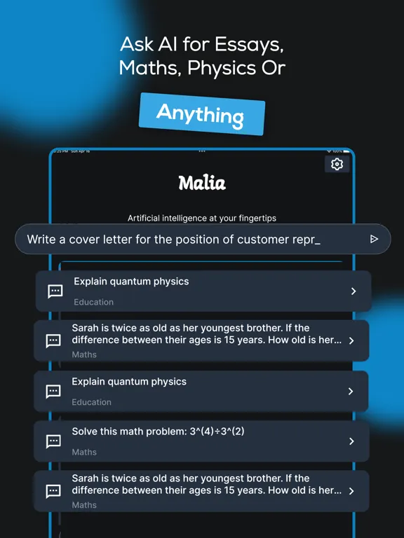 Malia  AI iPad  سکرین شاٹس