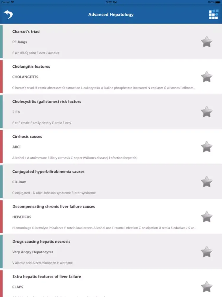 Captures d'écran de Gastroenterology Mnemonics iPad 