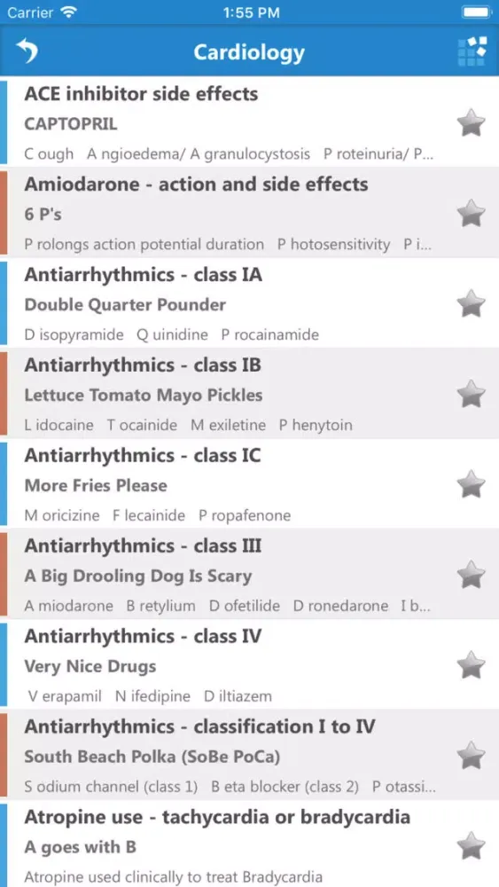 Tangkapan skrin Pharmacology Mnemonics