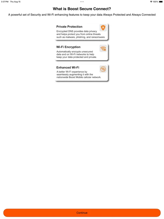 Capturas de pantalla de Boost Secure Connect iPad 