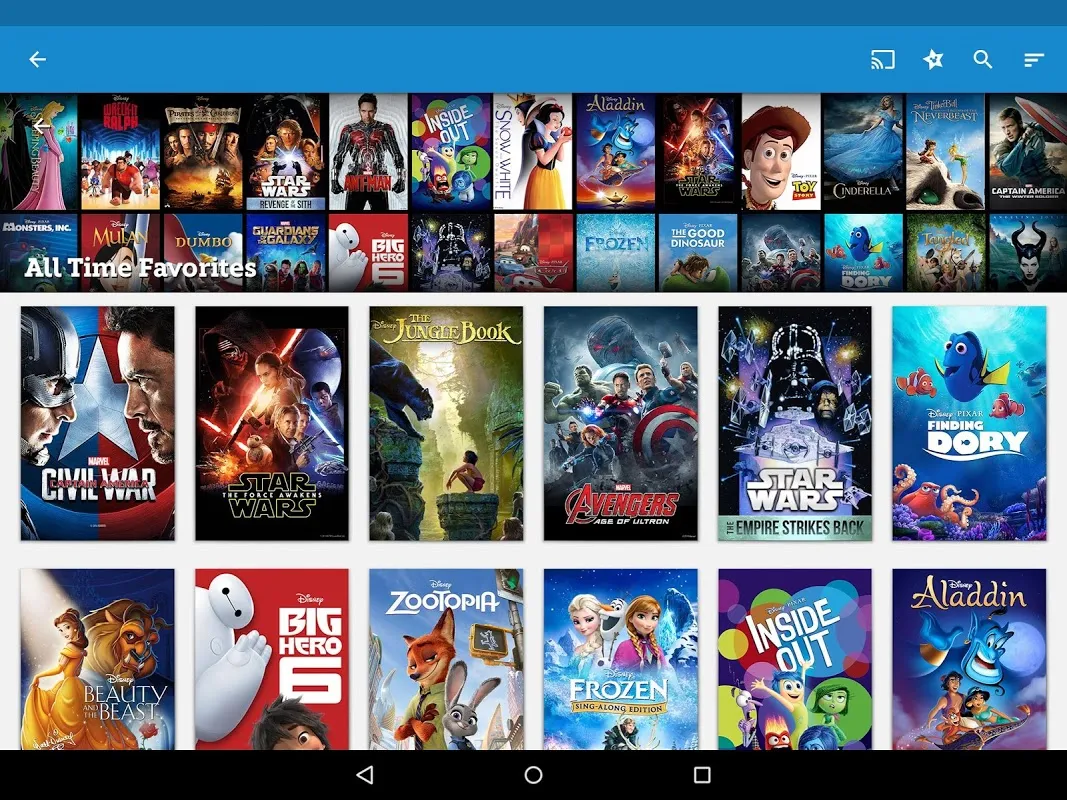 Capturas de tela do Disney Movies