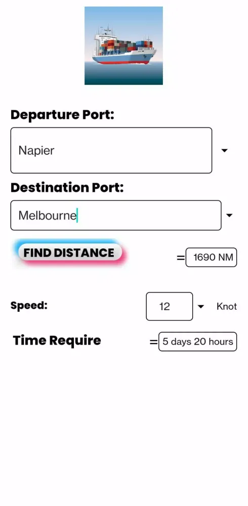Screenshot di Port To Port Distance