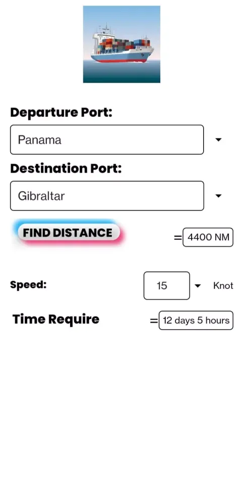 Screenshot di Port To Port Distance