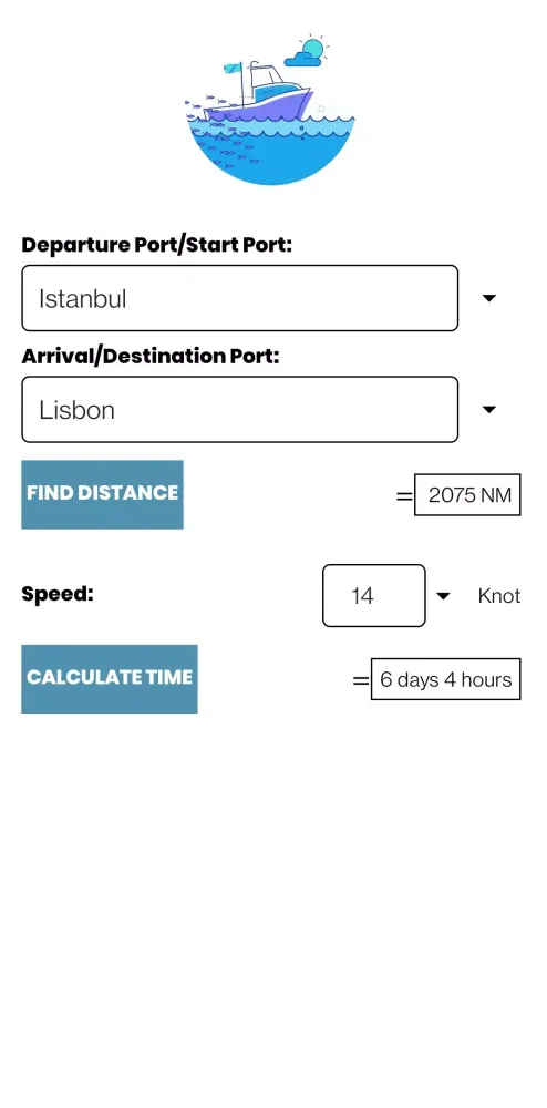 Screenshot di Port To Port Distance