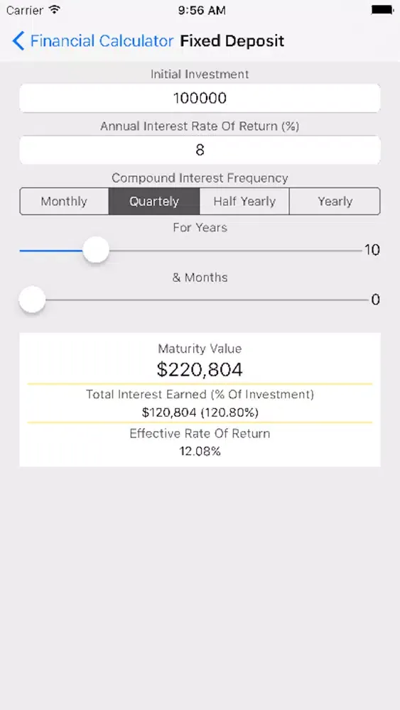 Capturas de tela do FinCal - Financial Calculator