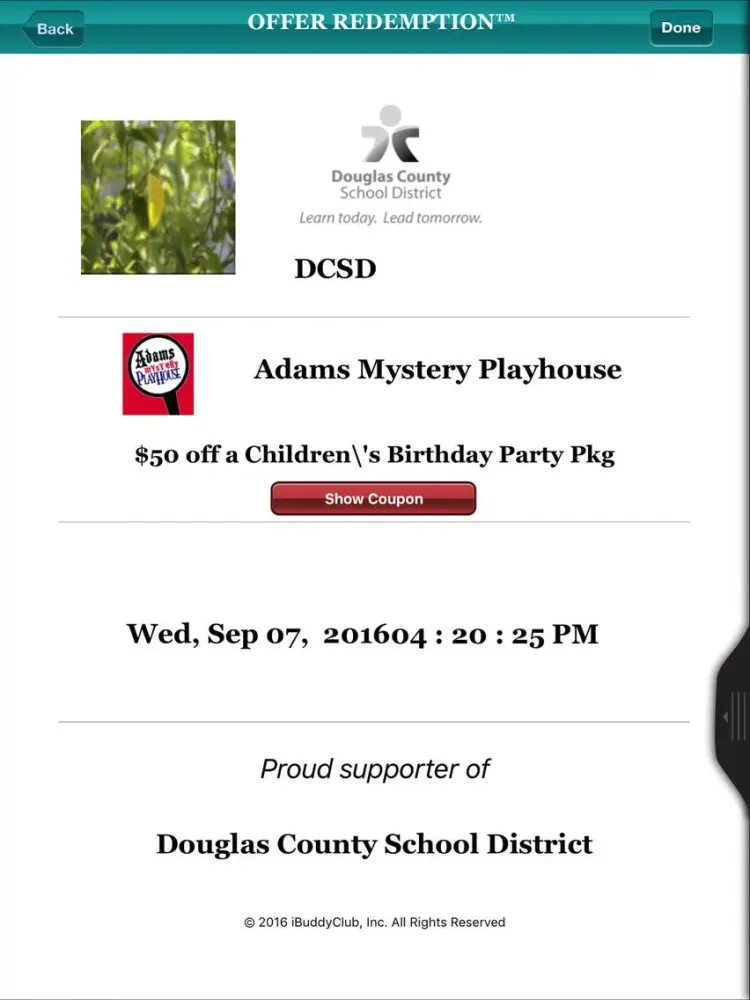 Ảnh chụp màn hình của Douglas County School District Passport to Savings iPad 