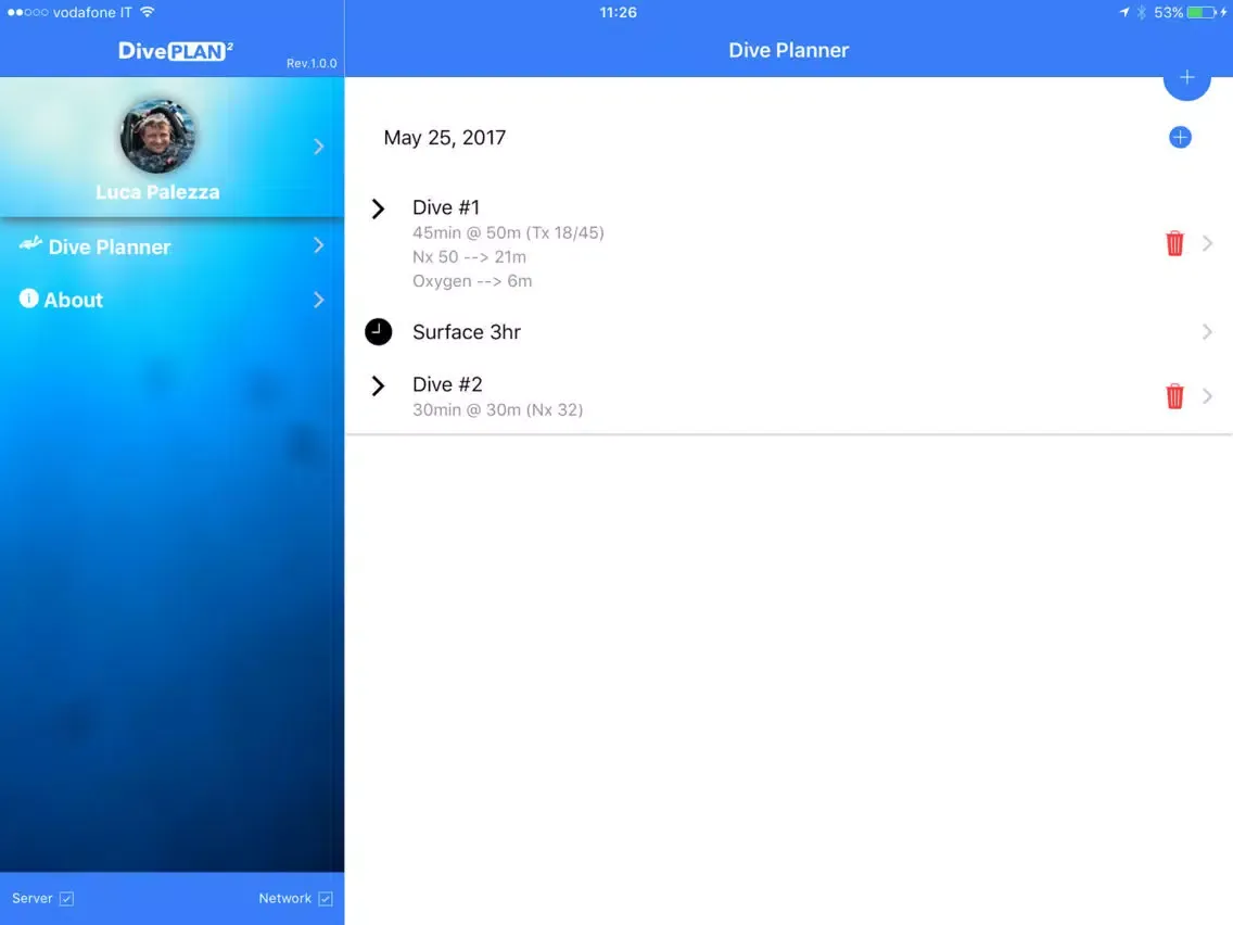Screenshot di DivePlan2 iPad 