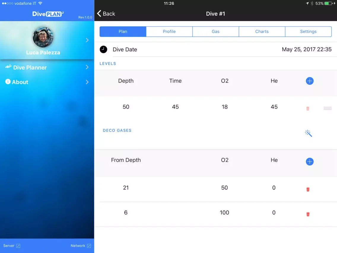 Screenshot di DivePlan2 iPad 