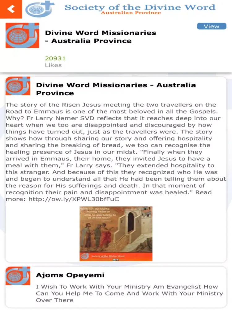 Tangkapan skrin Divine Word Missionaries AUS iPad 
