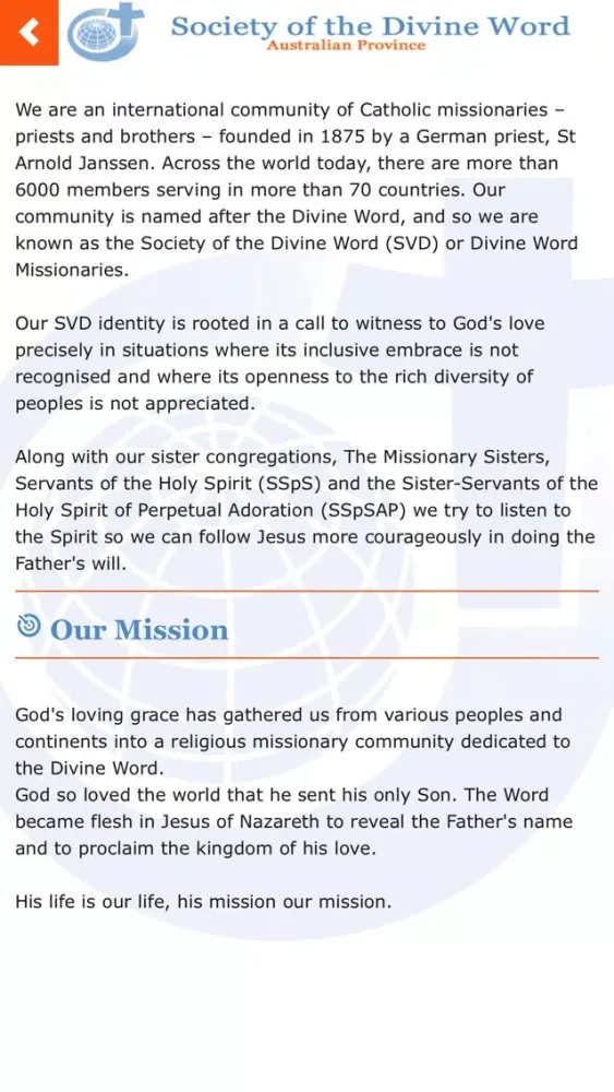 Tangkapan skrin Divine Word Missionaries AUS