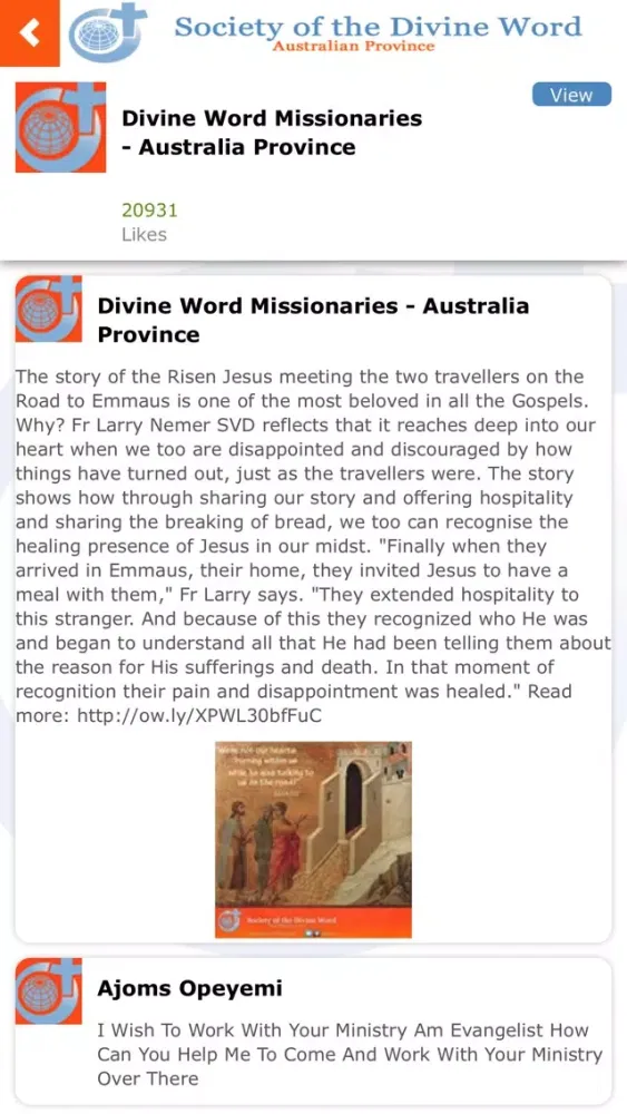 Tangkapan skrin Divine Word Missionaries AUS